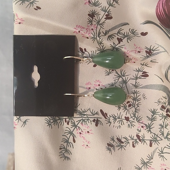 Earrings,jade stone,925 clip - Picture 1 of 5